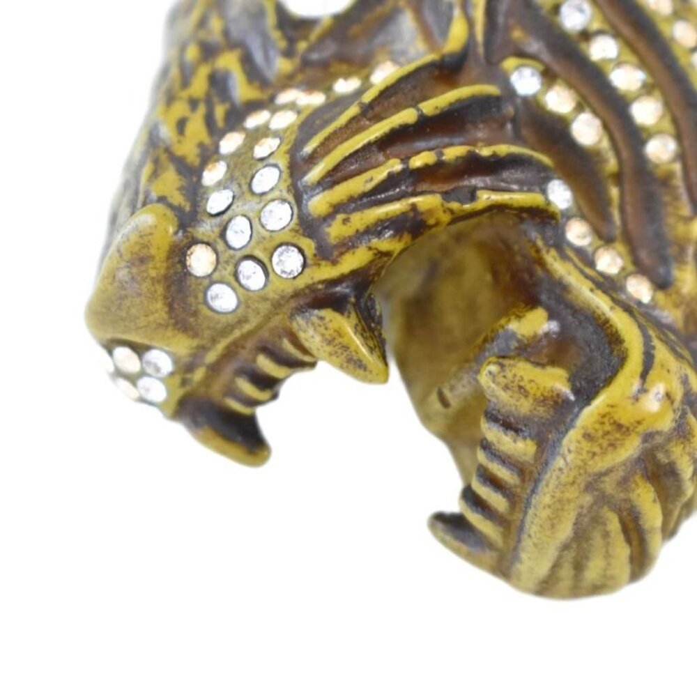 Gucci Taiga Head Brooch Rhinestone Decoration Brown - Picture 4 of 5